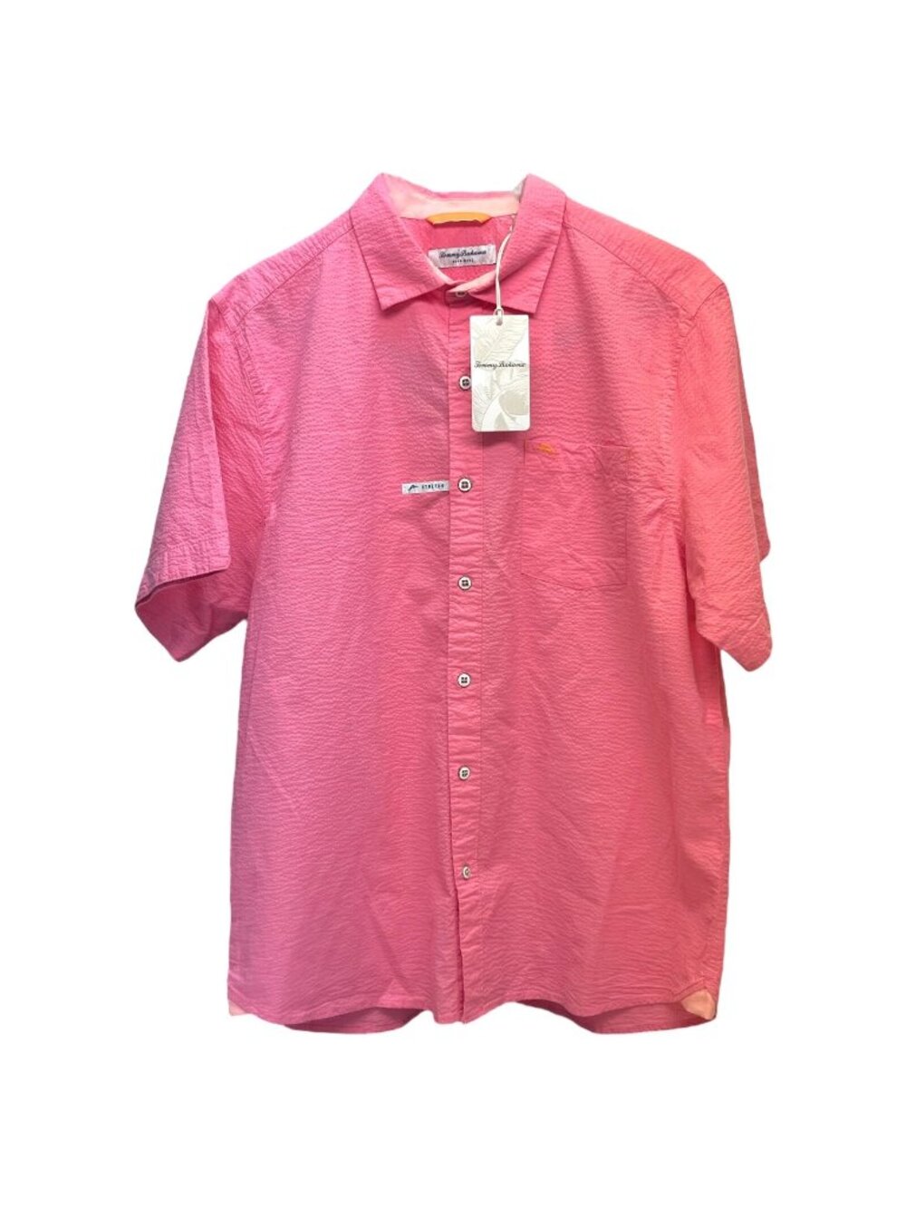 Tommy Bahama Men’s XL Nova Wave Pink Confetti Seersucker Camp Shirt